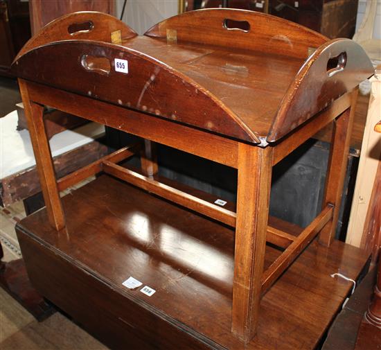 Reproduction mahogany butlers tray on stand
